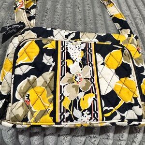 Vera Bradley Yellow and Black Floral Shoulder Bag